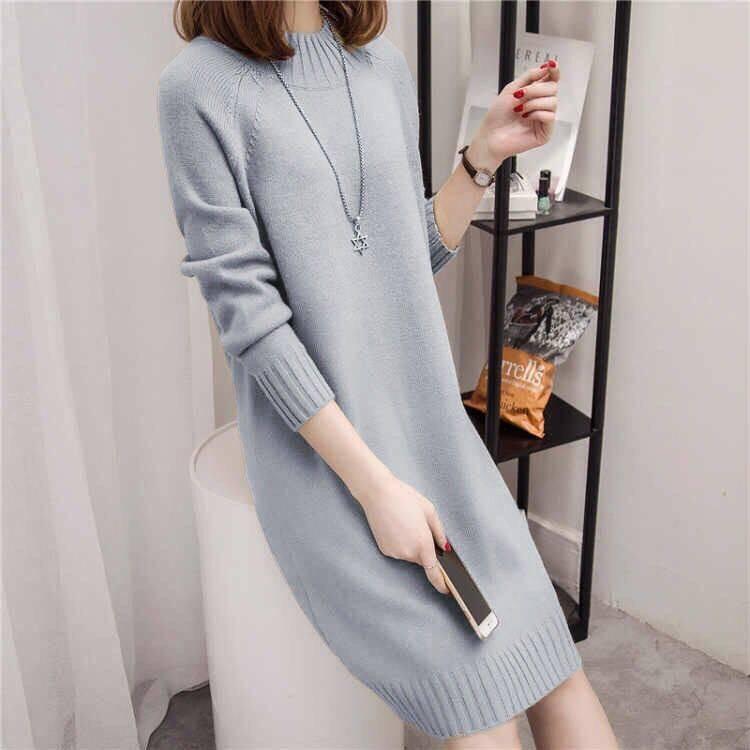 大きいサイズ レディース ニット チュニック ワンピース S〜3XL相当 LL