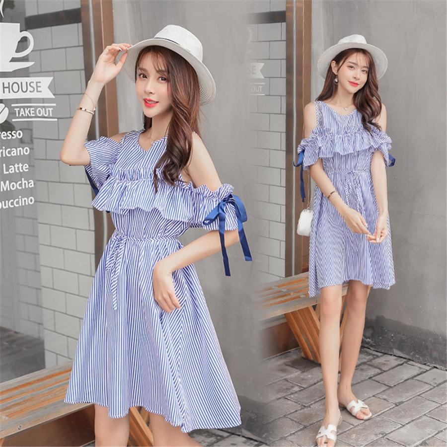 大きいサイズ レディース ストライプ ワンピース フリル 大人