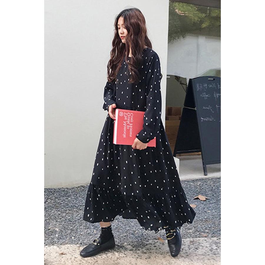 大きいサイズ レディース 水玉 ロング ワンピース XL〜3XL LL 2L 3L
