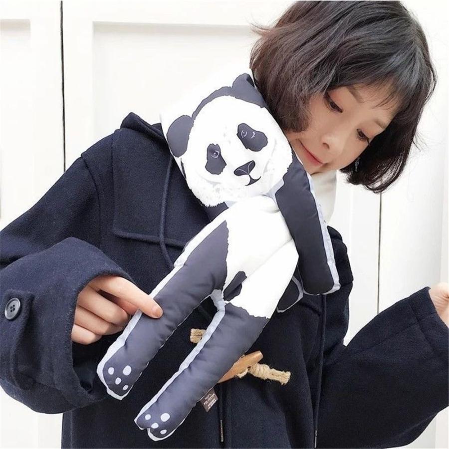レディース マフラー ダウン パンダ ネックウォーマー かわいい