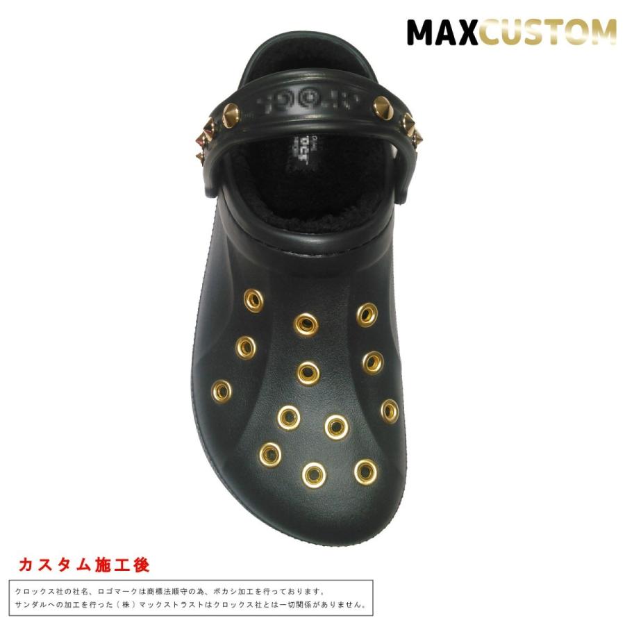 crocs 秋冬用 クロックス パンク カスタム 黒 純金メッキ加工 crocs 秋冬用 クロックス パンク カスタム 黒 純金メッキ加工