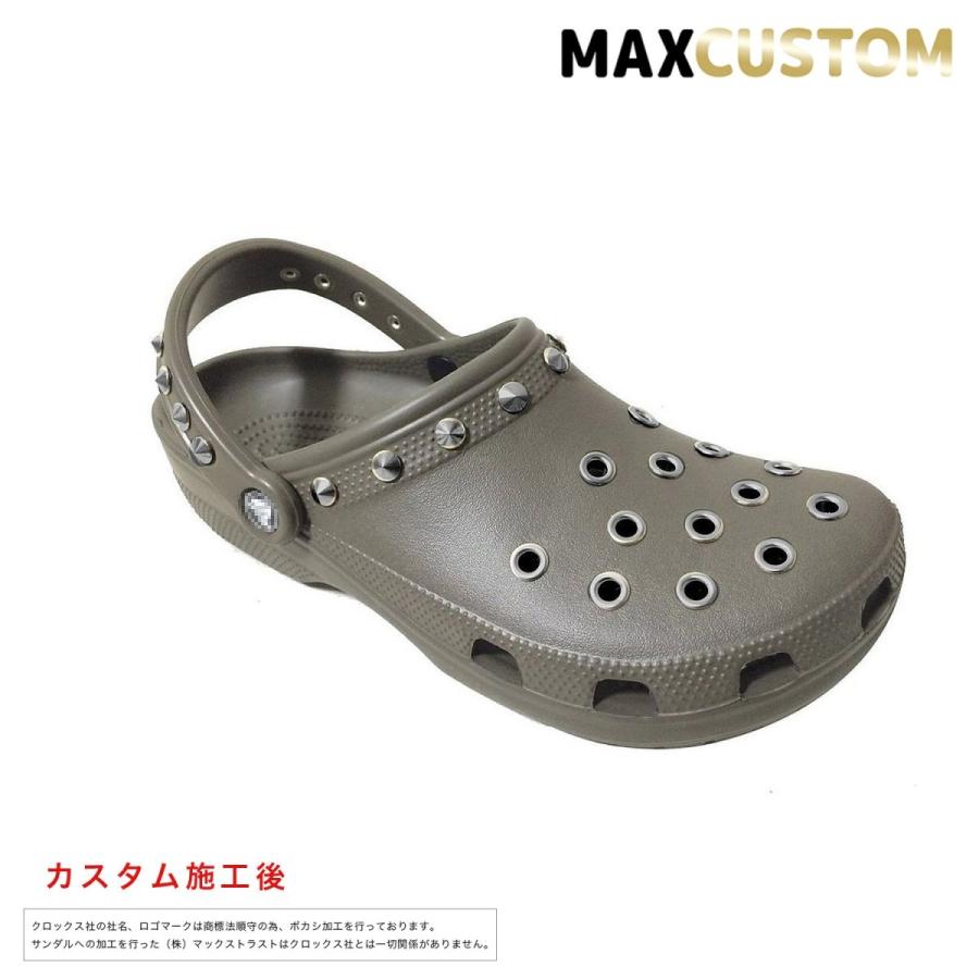 クロックス パンク カスタム クラシック ケイマン カーキ Crocs Custom サンダル メンズ レディース Khaki Silver Crocs カスタム専門店 Maxcustom 通販 Yahoo ショッピング