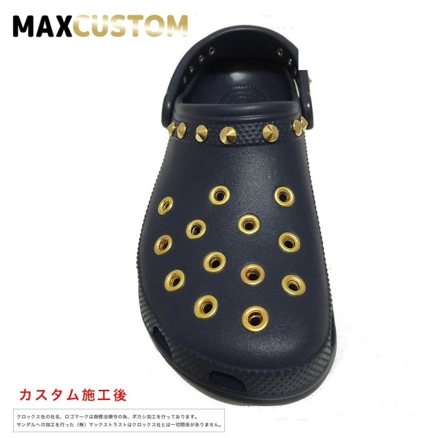 クロックス パンク カスタム クラシック（ケイマン） 純金メッキ加工 ネイビー 紺 crocs custom サンダル メンズ レディース｜punkcrocs｜02