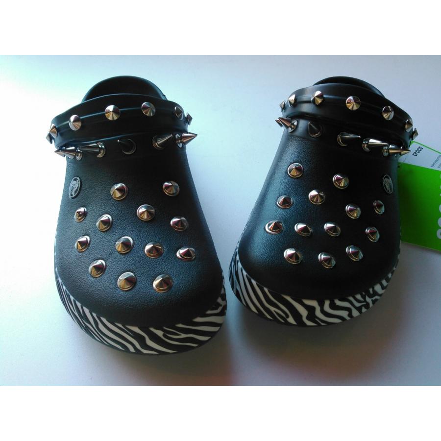 crocs 秋冬用 クロックス パンク カスタム 黒 ブラック custom