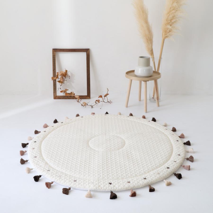 PUPPAPUPO サニーマット タッセル ベビー フリンジ ラグ プレイ マット 月齢フォト ごろ寝 寝相 アート 赤ちゃん 出産祝い プレゼント 円形 ギフト プッパプーポ | PUPPAPUPO | 12