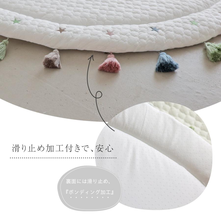 サニーマット ベビー タッセル ラグマット フリンジ ごろ寝アート 寝相アート よちよちマット プレイマット ベビーマット 円形 0366 Puppapupo 通販 Yahoo ショッピング