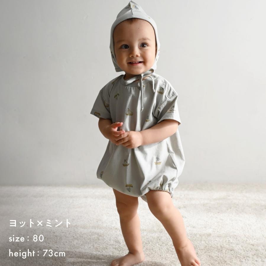 *751* ミニチュア赤ちゃんの服 おでかけセット ボンネットとロンパース PUPPAPUPO（プッパプーポ） 半袖 ロンパース ボンネット付き 綿100