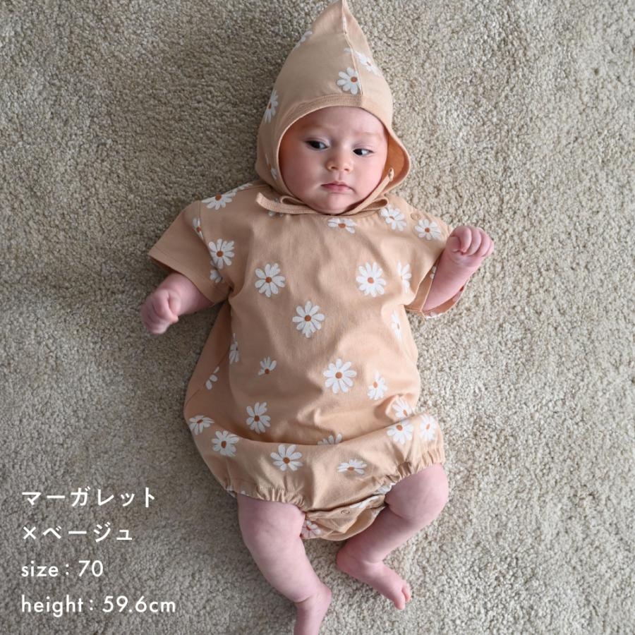 PUPPAPUPO（プッパプーポ） 半袖 ロンパース ボンネット付き 綿100