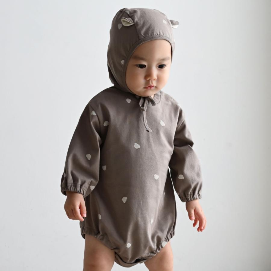 PUPPAPUPO（プッパプーポ） 長袖 ロンパース ボンネット付き 綿100