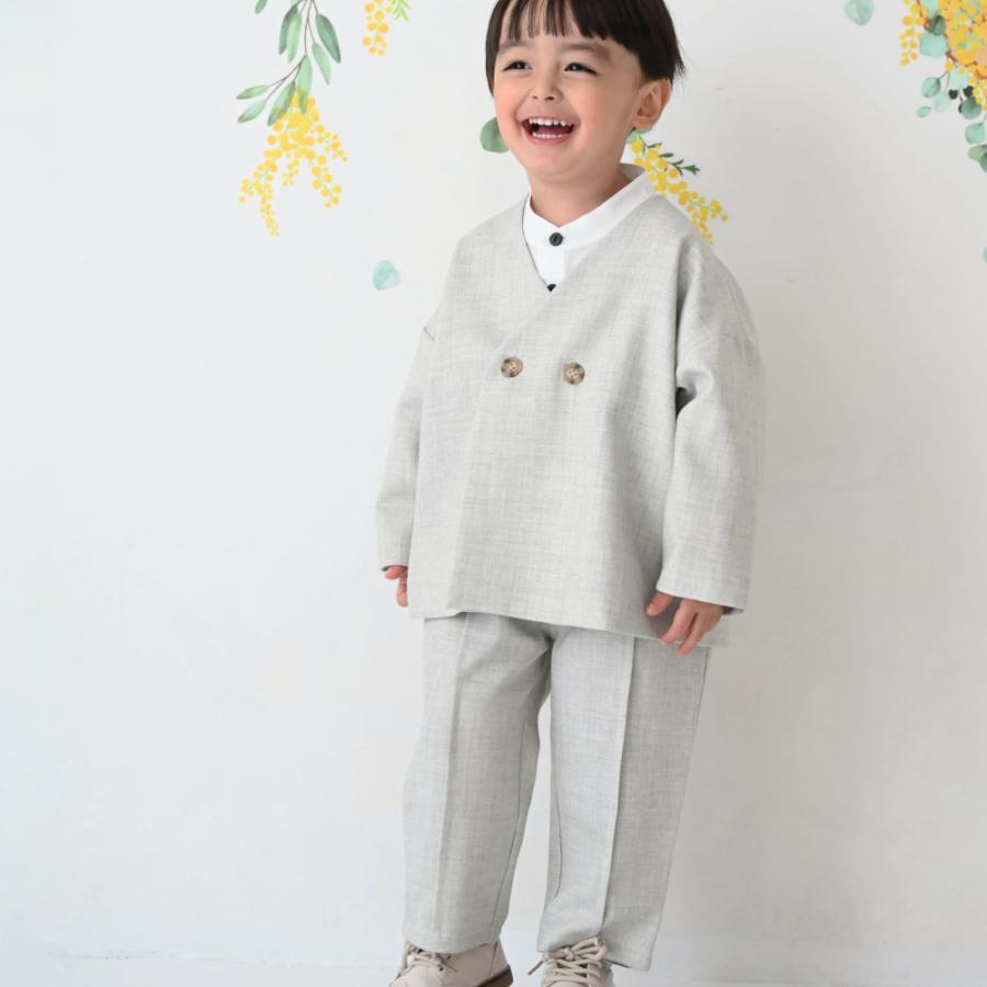 PUPPAPUPO セットアップ ノーカラージャケット フォーマルスーツ ジャケット 無地 シンプル キッズ  パンツ 90 100 110 120 130 子供服 男の子 プッパプーポ | PUPPAPUPO | 06