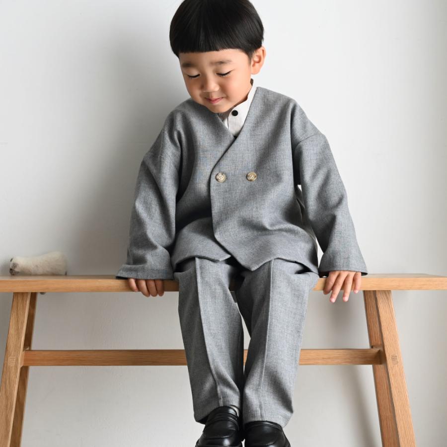 PUPPAPUPO セットアップ ノーカラージャケット フォーマルスーツ ジャケット 無地 シンプル キッズ  パンツ 90 100 110 120 130 子供服 男の子 プッパプーポ | PUPPAPUPO | 10
