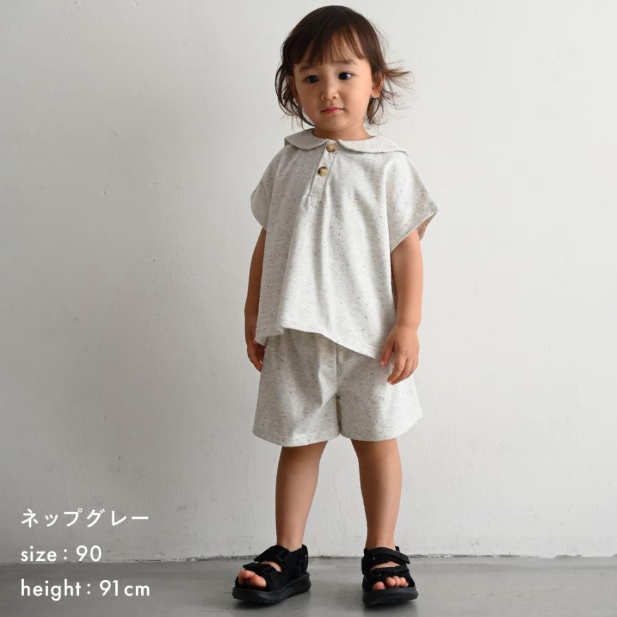 ヒスミニ セットアップ 半袖 半ズボン キッズ 100 PUPPAPUPO（プッパプーポ） セットアップ セーラーカラー 半袖 シャツ