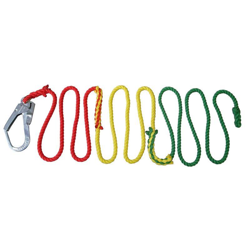まつうら工業　補助・誘導用　3色介錯ロープ　赤・黄・緑サツマつなぎ　12mm×5m　片側大口径フック付　3CONNECTED-5