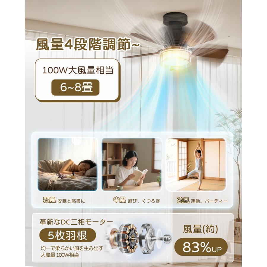 LEDシーリングファンライト E27 多機能 シーリングファン シーリングファンライト LED E27 DCモーター