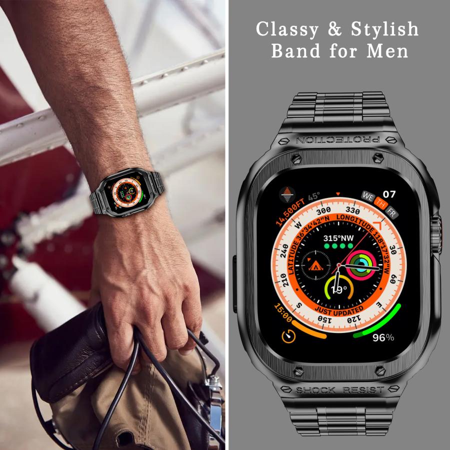 贈答品 ウルトラ 49mm アップルウォッチ用 ステンレスケース ベルト付