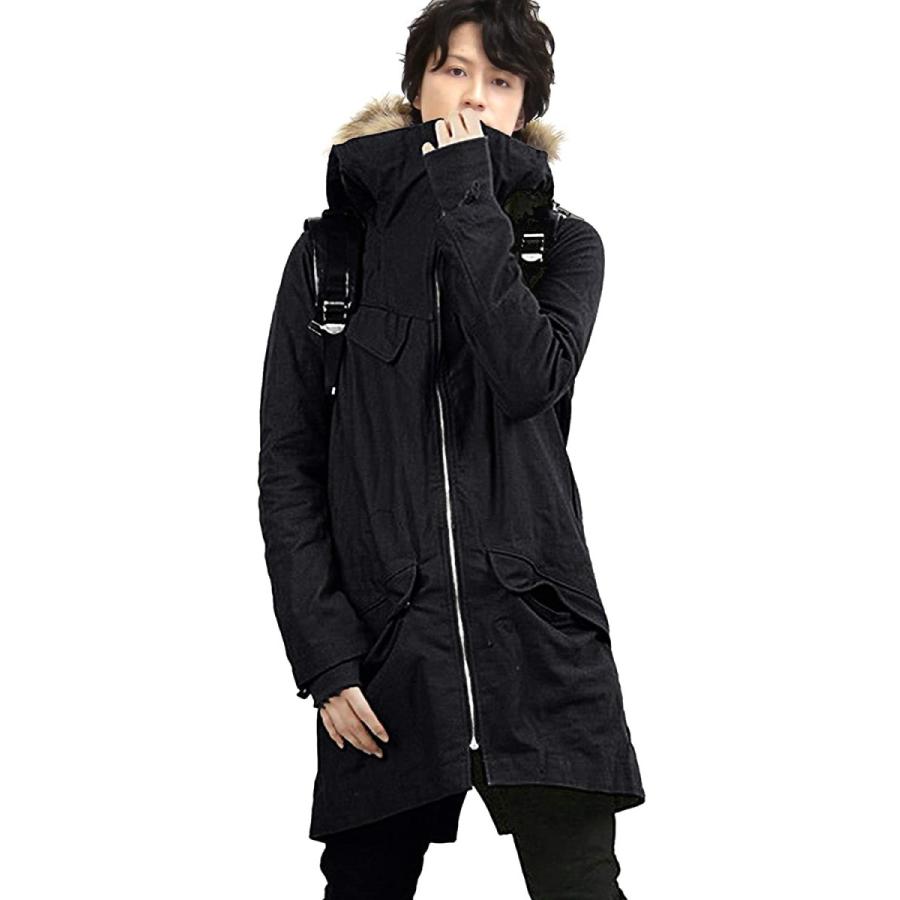 100 品質保証 緑 黒 カーキ グリーン ブラック ミリタリー ロングコート コート ファー付き 裏ボア メンズ モッズコート Xlサイズ Black 黒 コート アウター Dagl Tg