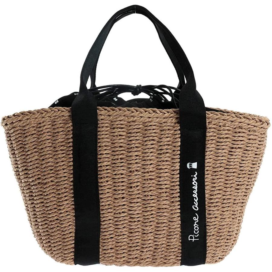 巾着付き トートバッグ ハンドバッグ かごバッグ 夏 レディースバッグ おしゃれ シンプル レディースバッグ シンプル ベージュ 人気ブランド 新世代マルシェ 人気ブランド Picone ピッコーネ