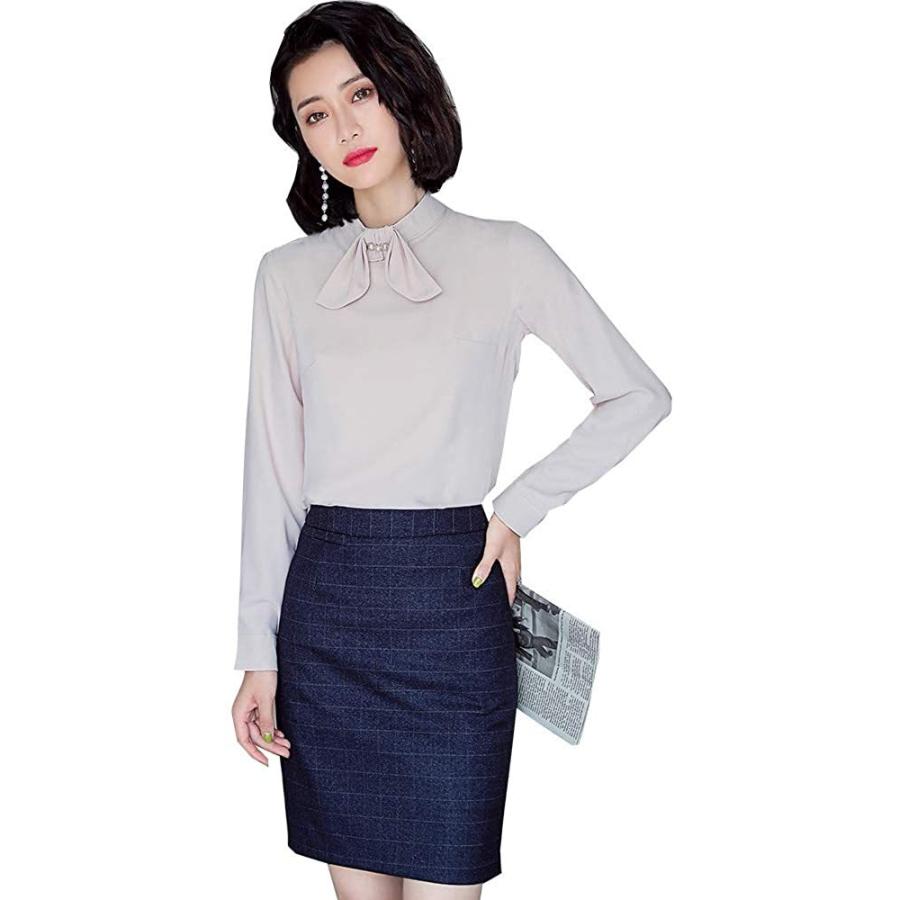 販売ファッション レディースシャツ 長袖 サテン カジュアルシャツ 2点セット スタンド襟 台襟 サテン ノーアイロン 洗濯可シャツ 大学生 キャスタ 美容師 制服スー 激安定価 Www Superavila Com