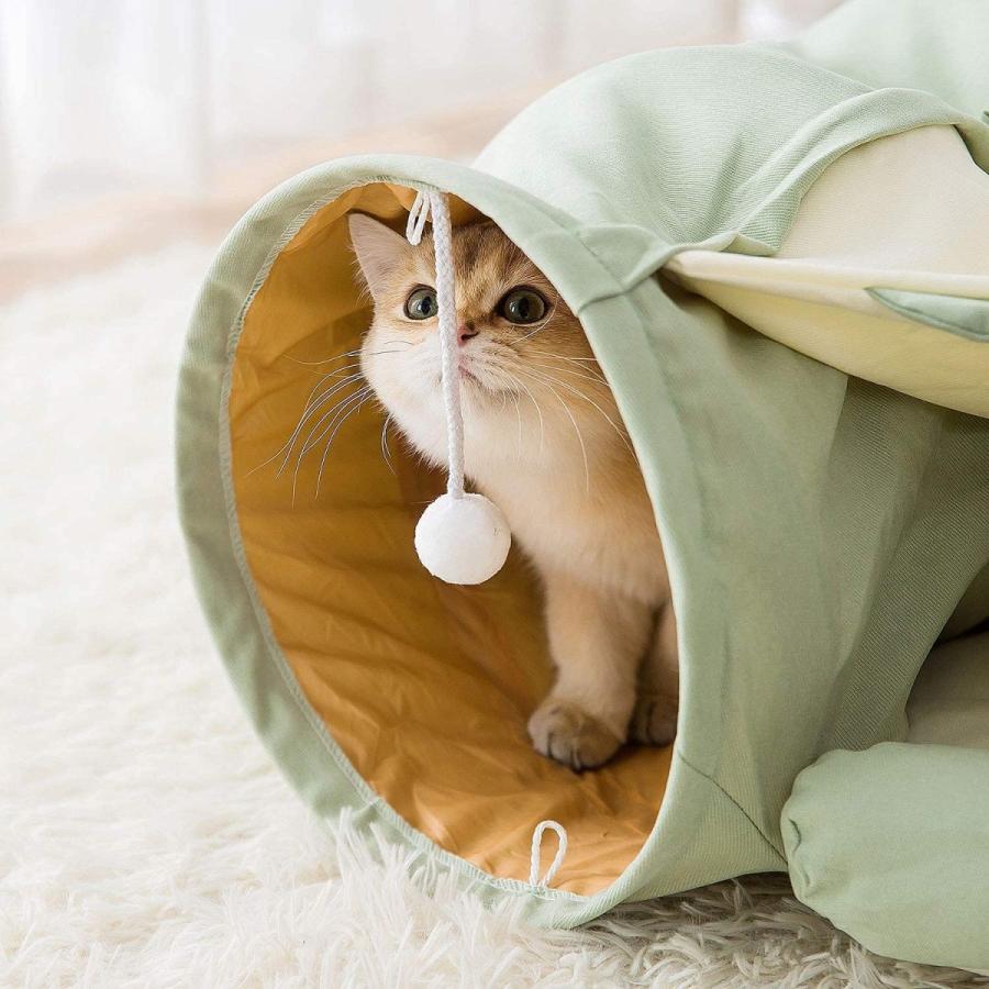 Holahoney 猫トンネル ハウス キャットトンネル 収納便利 猫ベッド ペットハウス キャット 犬 猫の寝袋 両用 おもちゃ キャンバス 猫トン ペットハウス