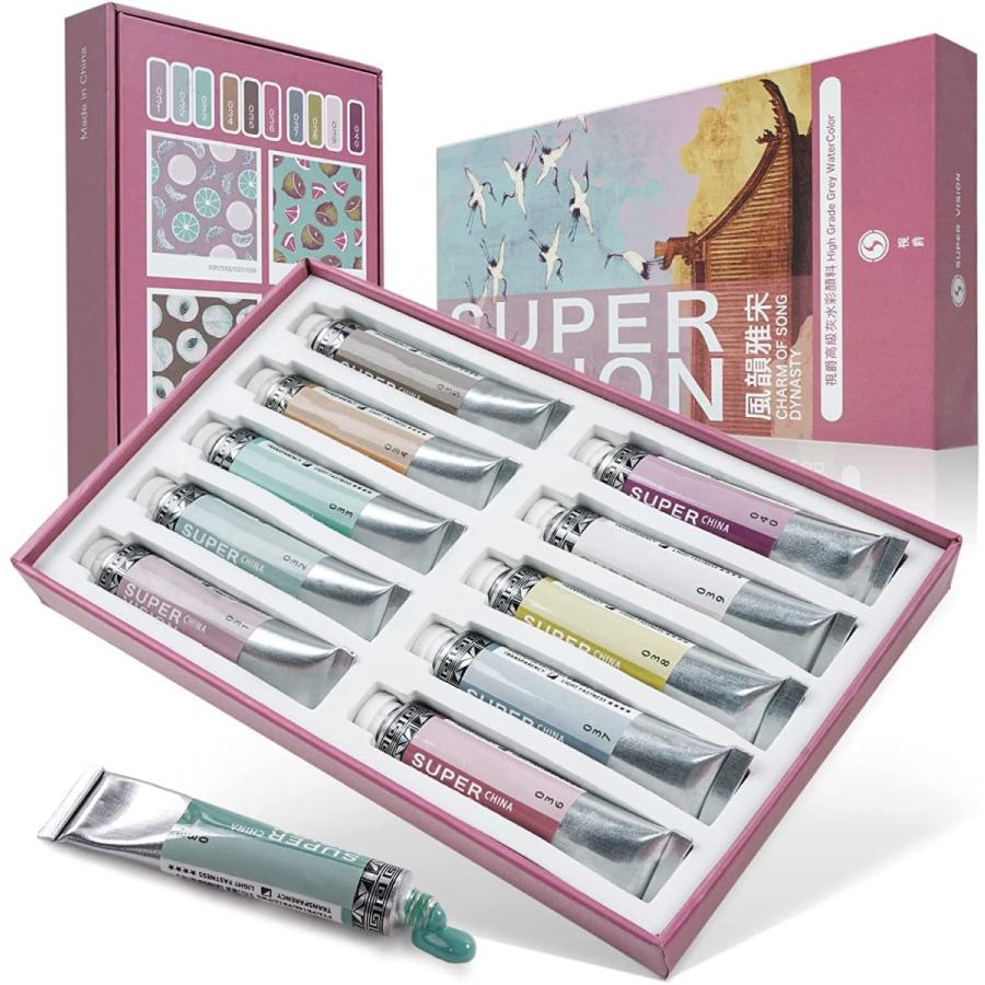 透明水彩 10色 8mlチューブ 絵具 透明水彩絵の具 水彩絵の具 Vision Super パステルカラー 漫画 イラスト 絵の具セット 透明水彩 その他おもちゃ 定休日以外毎日出荷中 Themtransit Com