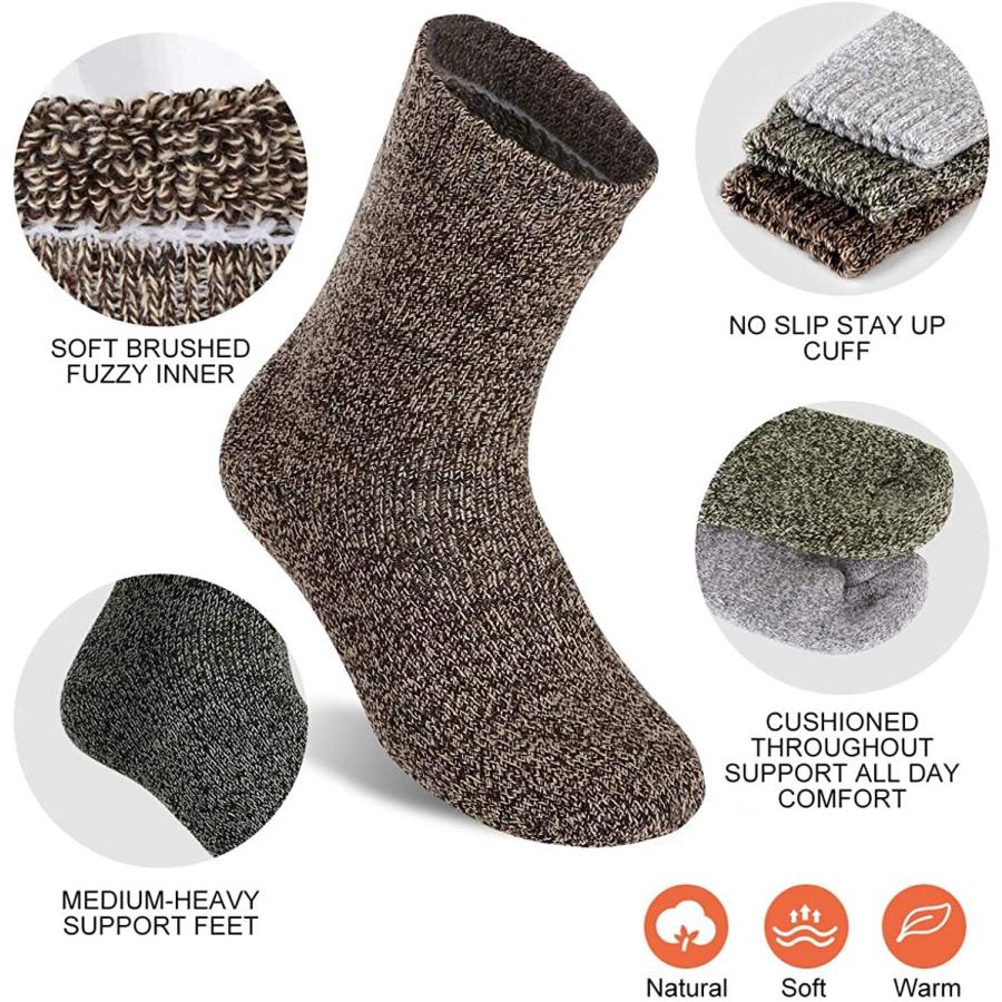 年末のプロモーション大特価 ヘビー厚手ウールクルーソックス メンズandレディース Zision 保温 3 6 12 1サイズ ギフト ウィンターソックス クルー 暖かい 靴下 Www Amf46 Fr