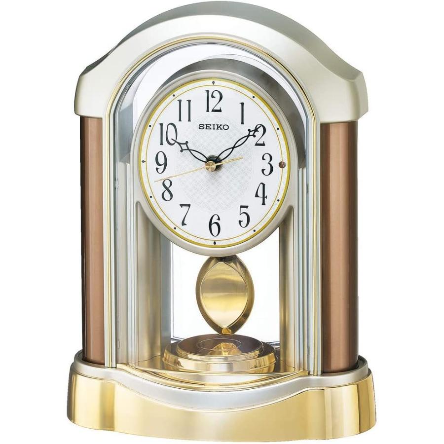大特価!! セイコー SEIKO BZ238B パール 薄金色 飾り振り子 アナログ 電波 置き時計 クロック 置き時計