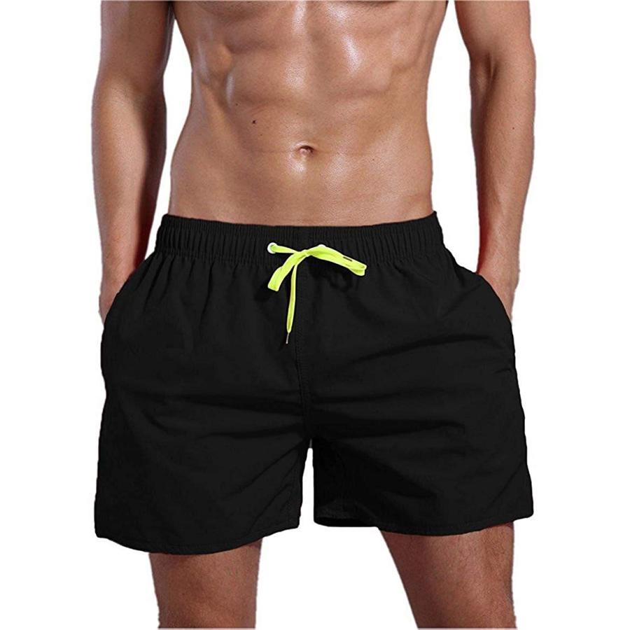 水着 メンズ 海パン サーフパンツ ビーチパンツ 水陸両用 通気速乾 スイムパンツ 短パン オシャレ 人気 ブラック 74 以上節約