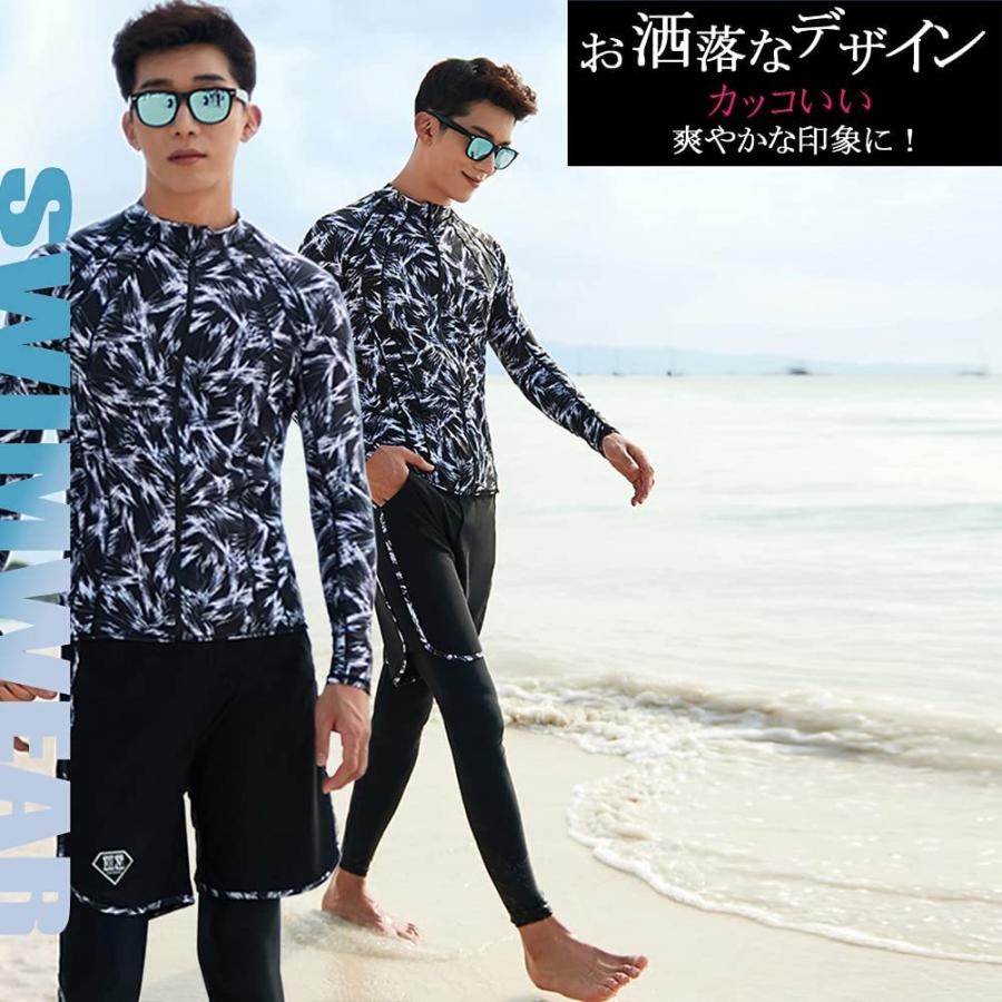 21 Amh 水着 メンズ ラッシュガード 長袖 フィットネス 上下 3点セット 水陸両用 Uvカット Wantannas Go Id