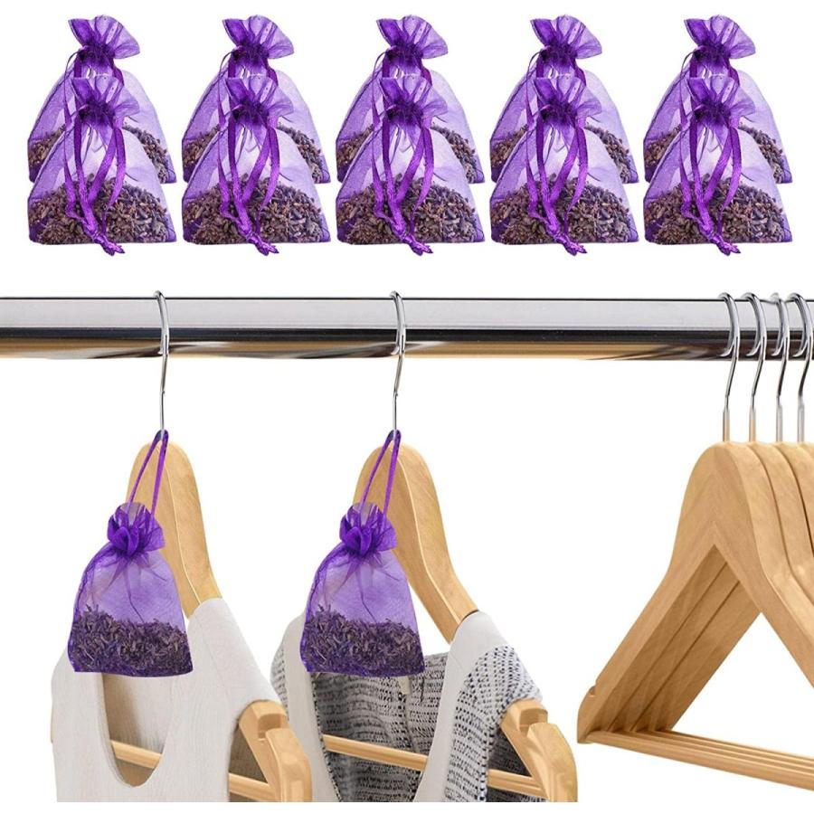ラベンダーサシェバッグ 10個の乾燥ラベンダーの花の小袋 引き出しやクローゼット用のクローゼット脱臭剤フレッシュナーフレッシュな香りのブライダ 最高の品質