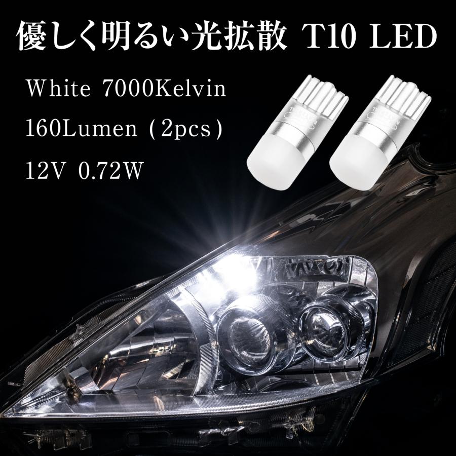 T10 バルブ LED ポジション 10個セット 拡散 ナンバー灯 ルームランプ メーター球 ホワイト 車検対応 ぶーぶーマテリアル｜purasuwann｜02