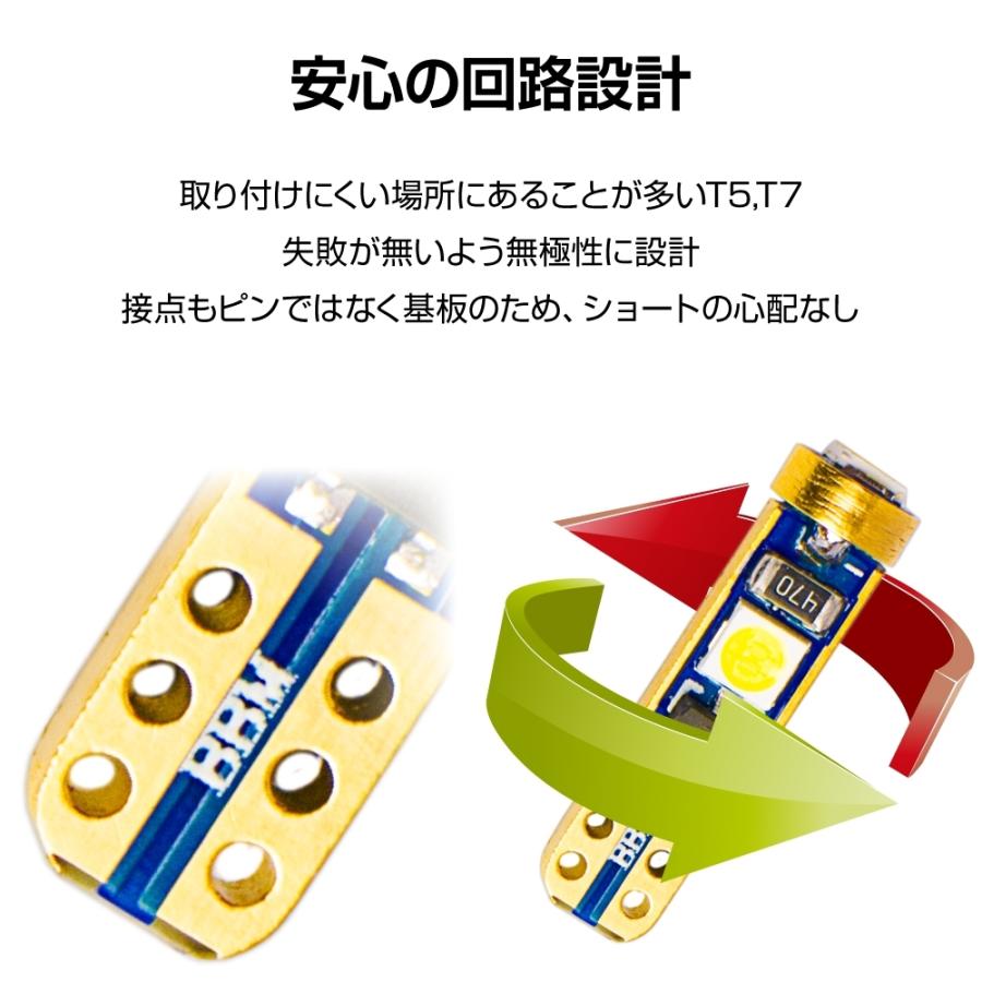 T5 LED バルブ 拡散 メーター球 メーターランプ ホワイト ブルー ピンク 5個 たくさん照らす 全7色 ぶーぶーマテリアル | ぶーぶーマテリアル | 05