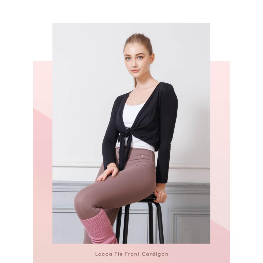 ヨガウェア ヨガ トップス ルーパ Loopa タイフロントカーディガン ショート丈 長袖 7分袖 羽織り アウター ボレロ カシュクール | loopa | 08