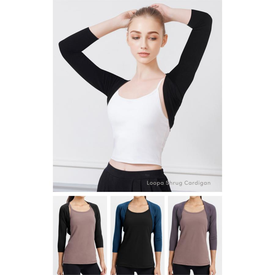 シュラグ 七分袖カーディガン レディース ショート ヨガウェア おしゃれ トップス 長袖 フィットネス ストレッチ Loopa | loopa | 05