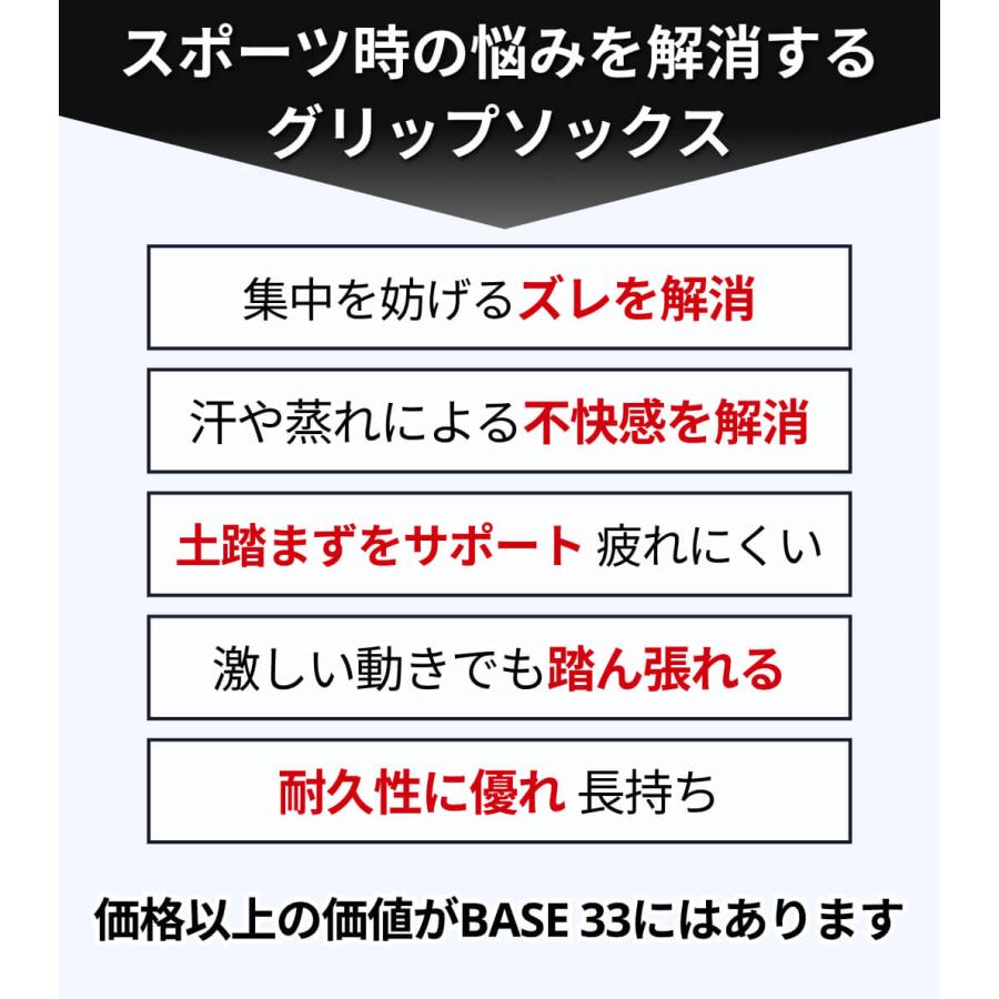 メンズ スポーツソックス ランニング フィットネス 滑り止め付き靴下 筋トレ Base33 クルー ベース サーティスリー 【SALE】 |  | 09