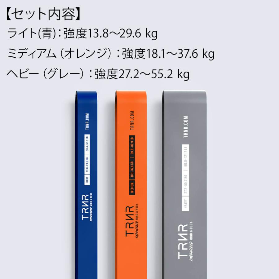 トレーニングバンド バンド3本+アンカーセット 筋トレ トレーニング ゴム 強力 エクササイズ トレイナー パワーバンド3個セット TRNR SALEの画像