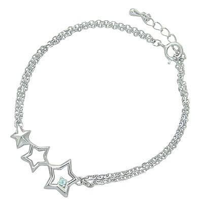 3月誕生石シルバー アクアマリンアンクレット 星スター 安い オーダー