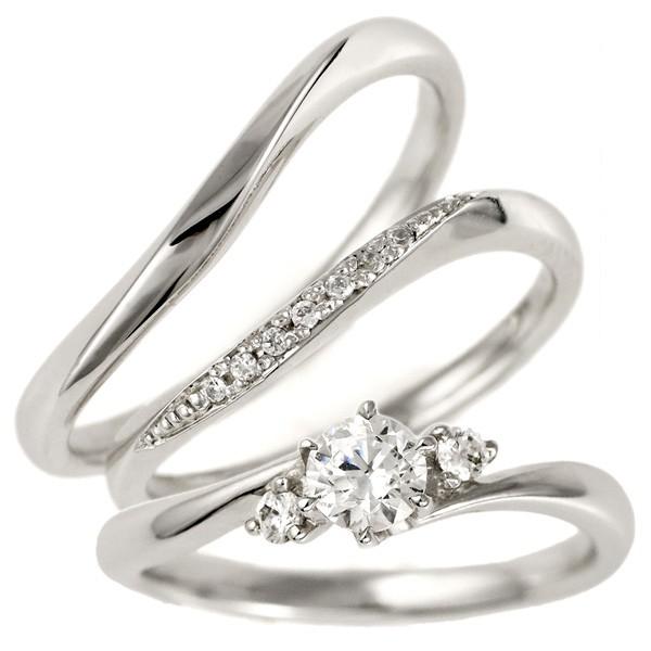 婚約指輪 結婚指輪 重ね付け セットリング プラチナ ダイヤモンド