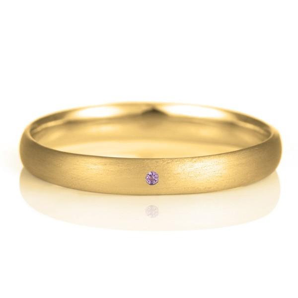 ペアリング 18金 ゴールド つや消し マット 甲丸 天然石 アメジスト オーダー