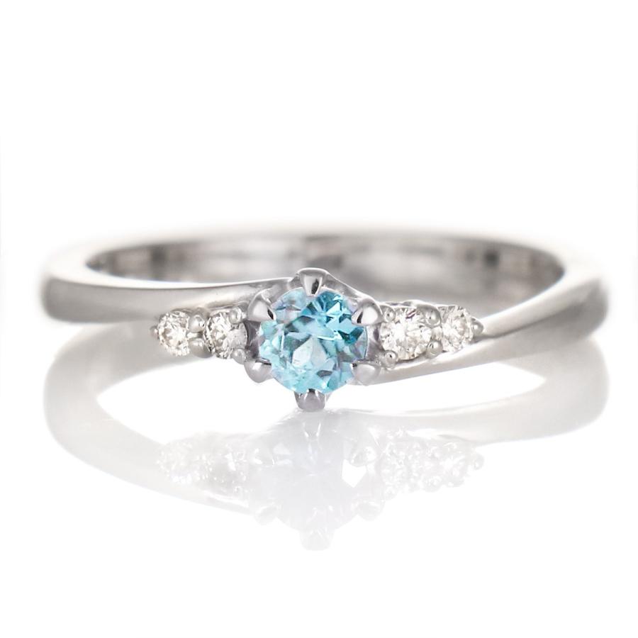 ブルートパーズ ダイヤモンド リング プラチナ 11月 誕生石指輪