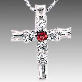 1月誕生石 K18ホワイトゴールド ガーネットクロスペンダント ネックレス 安い オーダー