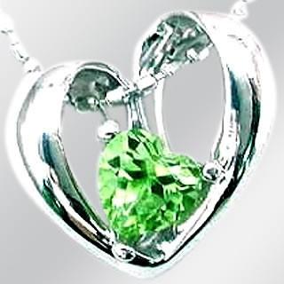 8月誕生石K18ホワイトゴールド WG ペリドットペンダント ネックレス