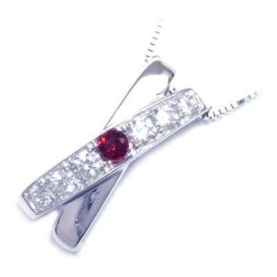 ネックレス レディース 天然石 プラチナ ガーネット ダイヤモンド ネックレス 1月誕生石 プレゼント 交差 安い オーダー