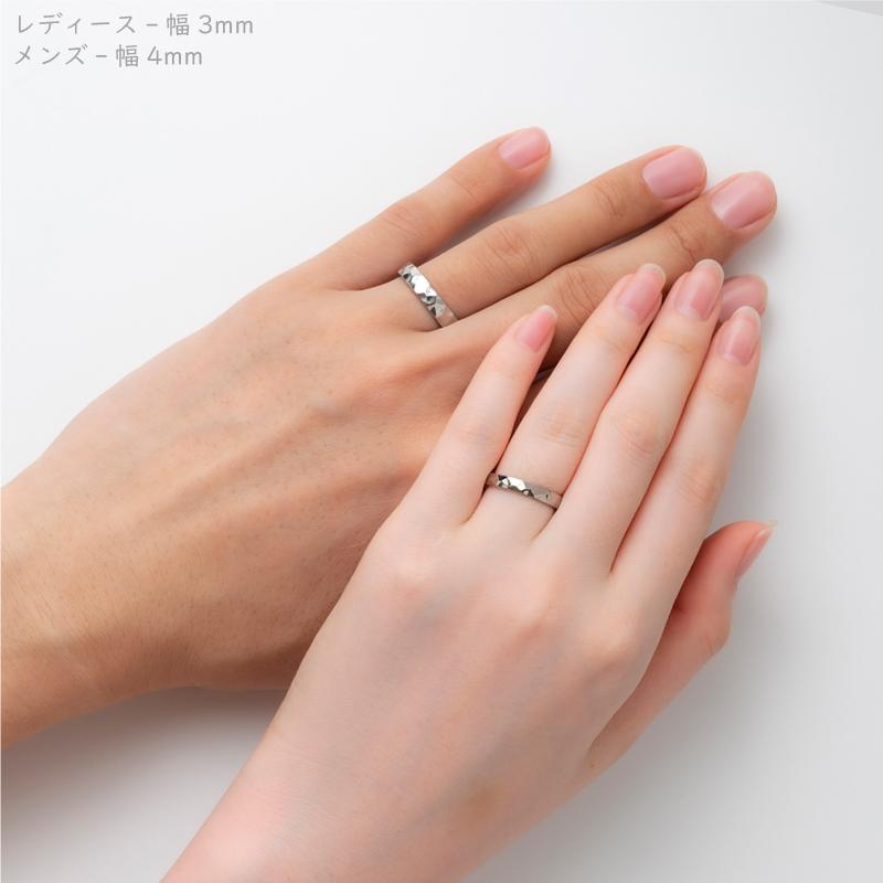 純チタン チタンリング 結婚指輪 ペアリング マリッジリング 金属アレルギー対応 ノンメッキ ノンコーティング 日本製 刻印無料 鎚目模様 職人 手打ち m-007の画像