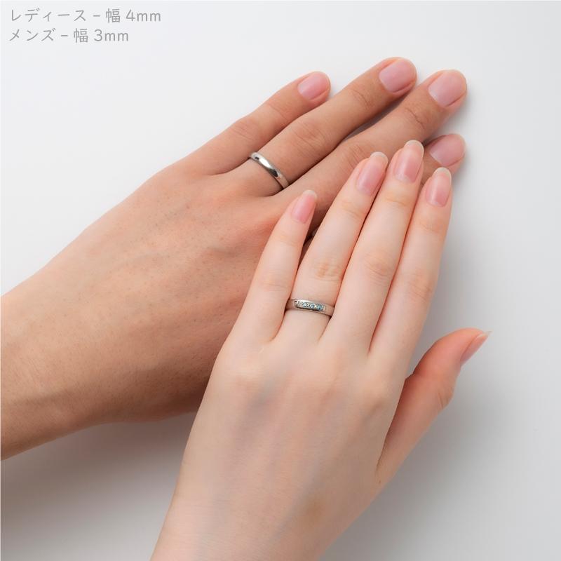 純チタン チタンリング 結婚指輪 ペアリング マリッジリング 金属アレルギー対応 ノンメッキ ノンコーティング 日本製 刻印無料 トリロジー ブルーダイヤ m-022の画像