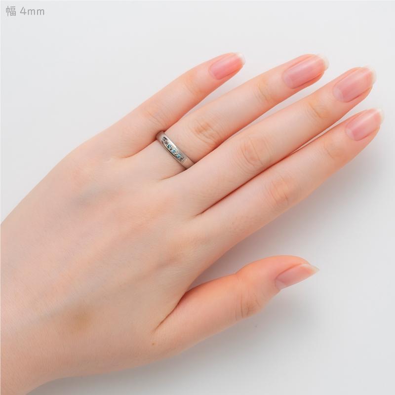 純チタン チタンリング 結婚指輪 ペアリング マリッジリング 金属アレルギー対応 ノンメッキ ノンコーティング 日本製 刻印無料 トリロジー ブルーダイヤ m-022の画像