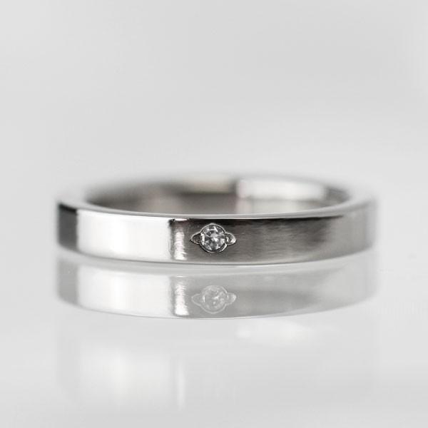 純チタン チタンリング 結婚指輪 ペアリング マリッジリング 金属アレルギー対応 ノンメッキ ノンコーティング 日本製 刻印無料 ダイヤモンド 0.02ct 平打 m-025の画像