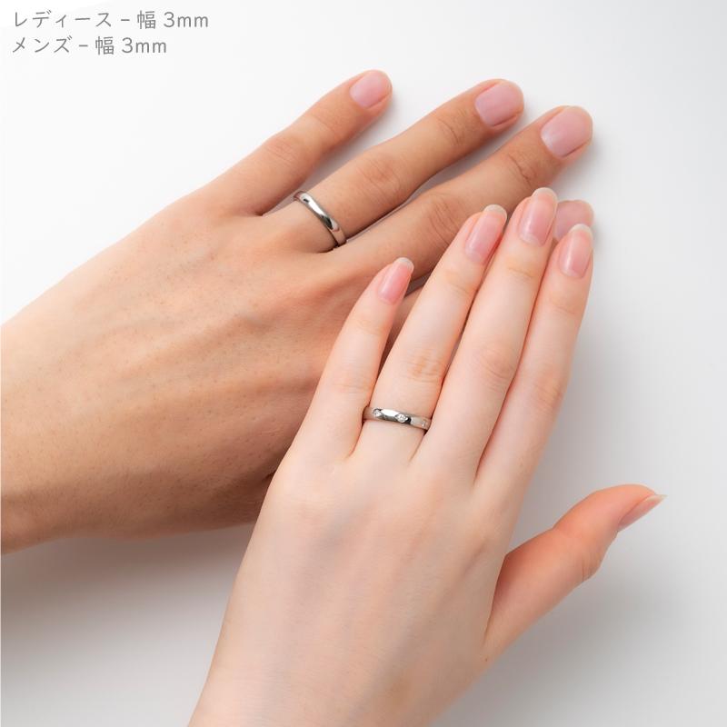 純チタン チタンリング 結婚指輪 ペアリング マリッジリング 金属アレルギー対応 ノンメッキ ノンコーティング 日本製 刻印無料 トリロジー ダイヤモンド m-033の画像