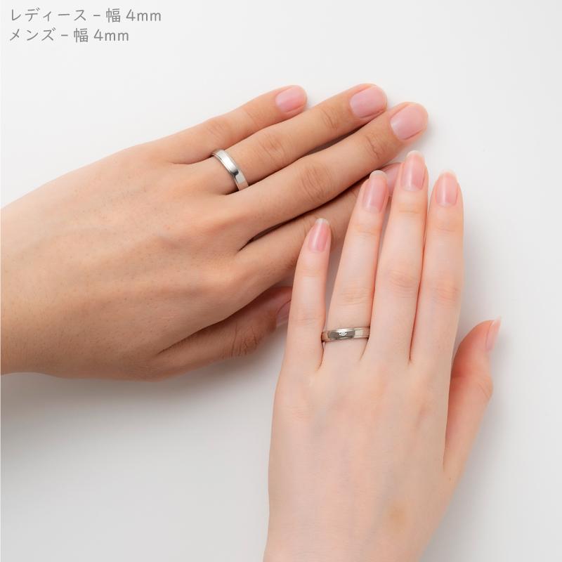 純チタン チタンリング 結婚指輪 ペアリング マリッジリング 金属アレルギー対応 ノンメッキ ノンコーティング 日本製 刻印無料 一粒ダイヤ 0.02ct 上品 m-034の画像