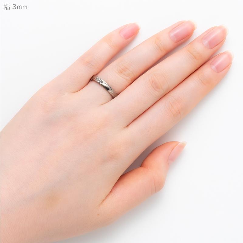 純チタン チタンリング 結婚指輪 ペアリング マリッジリング 金属アレルギー対応 ノンメッキ ノンコーティング 日本製 刻印無料 手彫り 蔦模様 彫金  m-047の画像