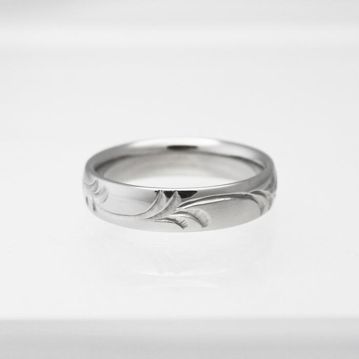 純チタン チタンリング 結婚指輪 ペアリング マリッジリング 金属アレルギー対応 ノンメッキ ノンコーティング 日本製 刻印無料 手彫り 蔦模様 彫金  m-047の画像